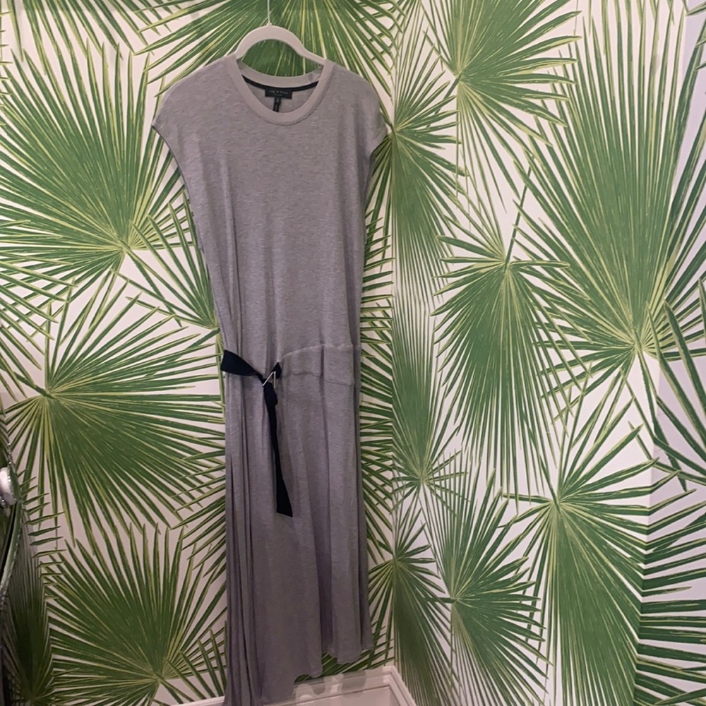 Rag & Bone Long Gray Belted Dress